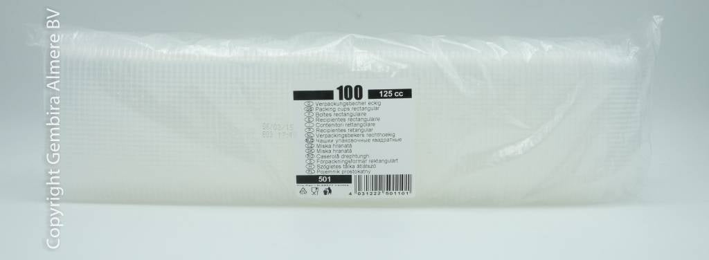 Packing cups rectangular 100 pcs - 125cc