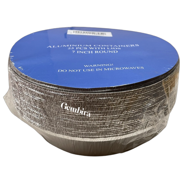 Aluminum Trays Round dia 18cm - 7inch per 25 pcs. with flat lid