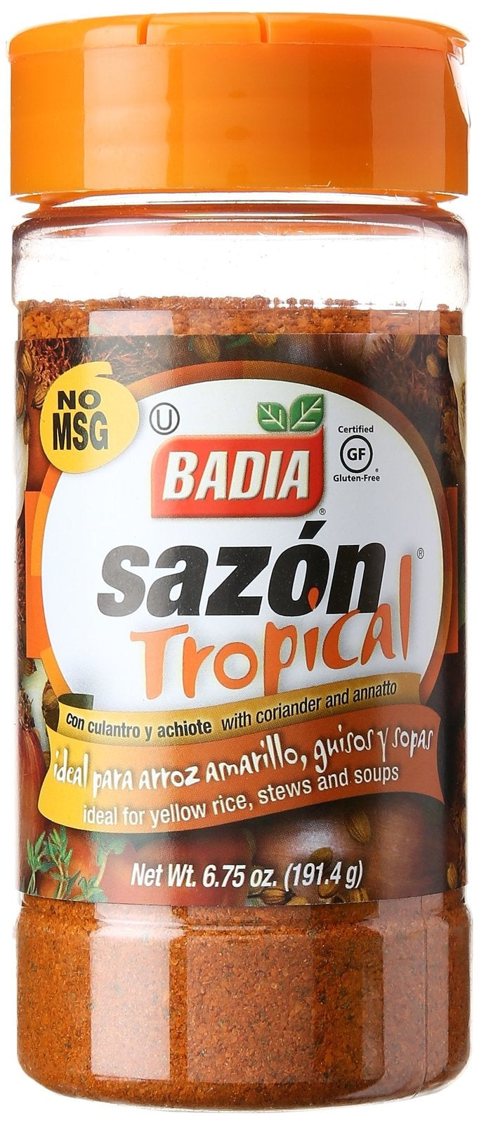 Badia Sazon tropical orange 6.75 oz (191.4g) powder