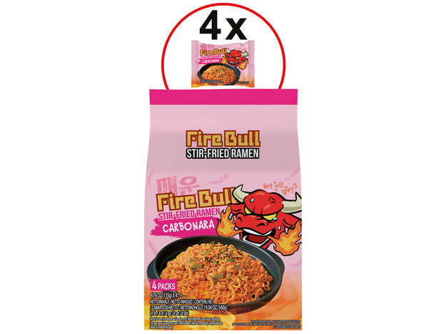Fire Bull Stir-Fried Ramen Carbonara 4 packs x 4.76 oz (135g)