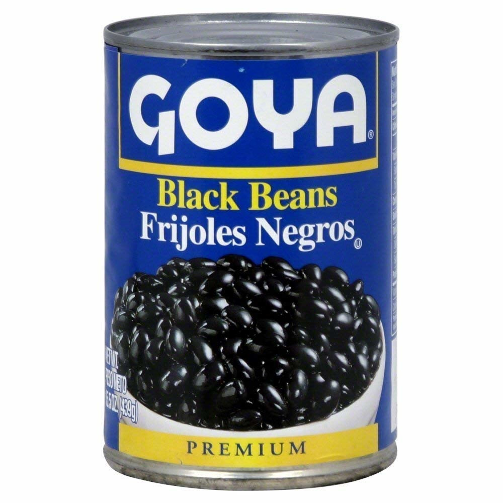 goya black beans 15.5 oz - 439g in blue can