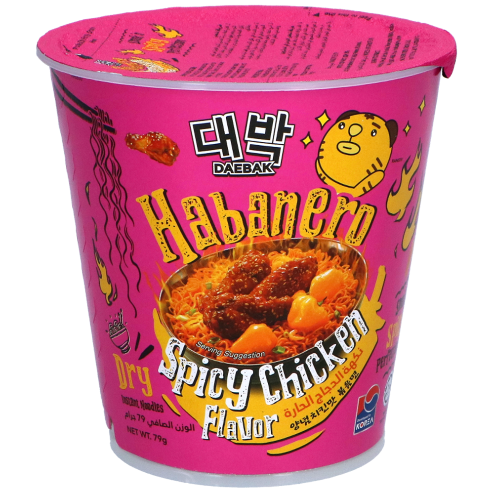habanero spicy chicken noodle cup 80g daebak