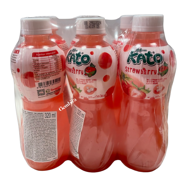 kato strawberry 6 pack x 320ml with nata de coco