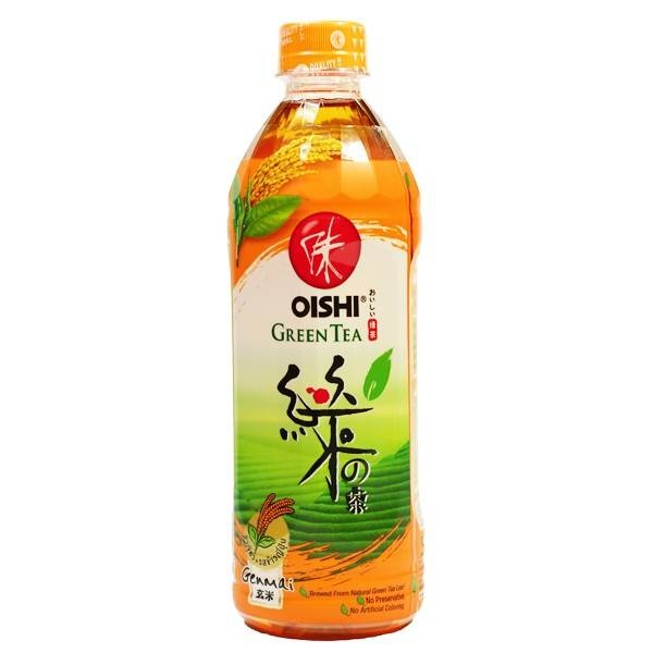 oishi genmai green tea 500ml - orange label