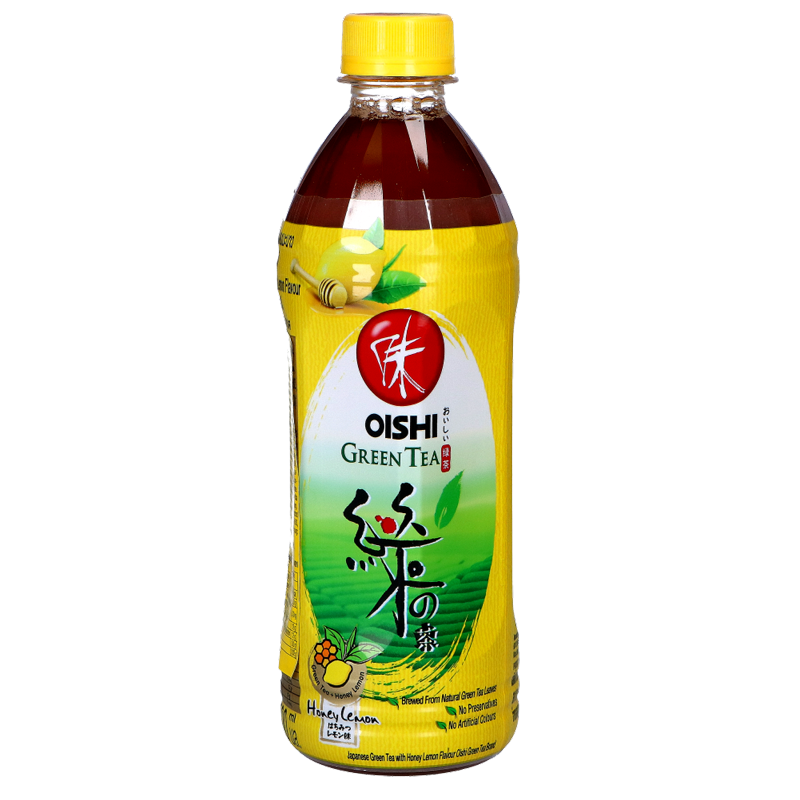 oishi Green Tea Honey Lemon 500ml - yellow label