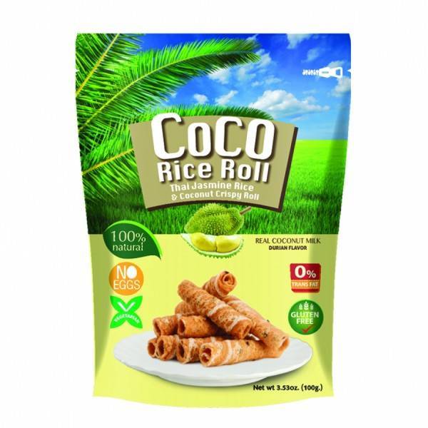 Coco Crispy Rice Roll Durian 100g
