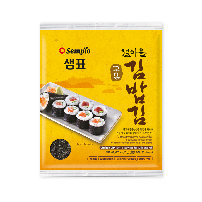 sempio roasted seaweed sushi nori 5 pack x10 sheets (20gx5)