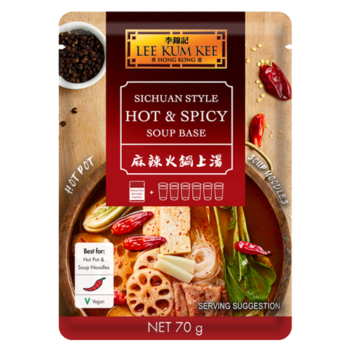 OUTLET: lee kum kee soup base for sichuan hot & Spicy Hot Pot 70g Best before 5-3-2025