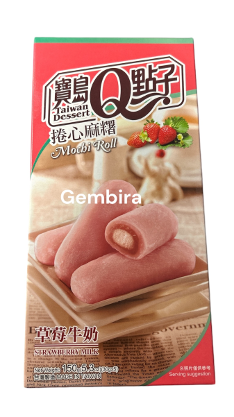 Strawberry Milk Mochi Roll 5 pieces - 150g Q