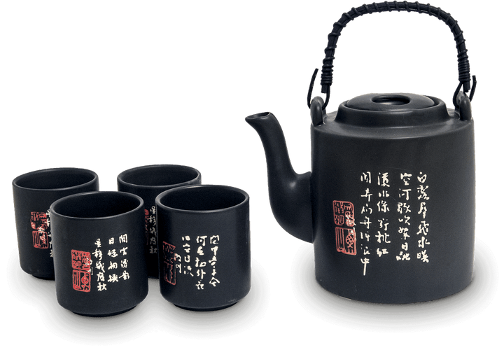Tea Set Black 5 pieces with characters - 6030242