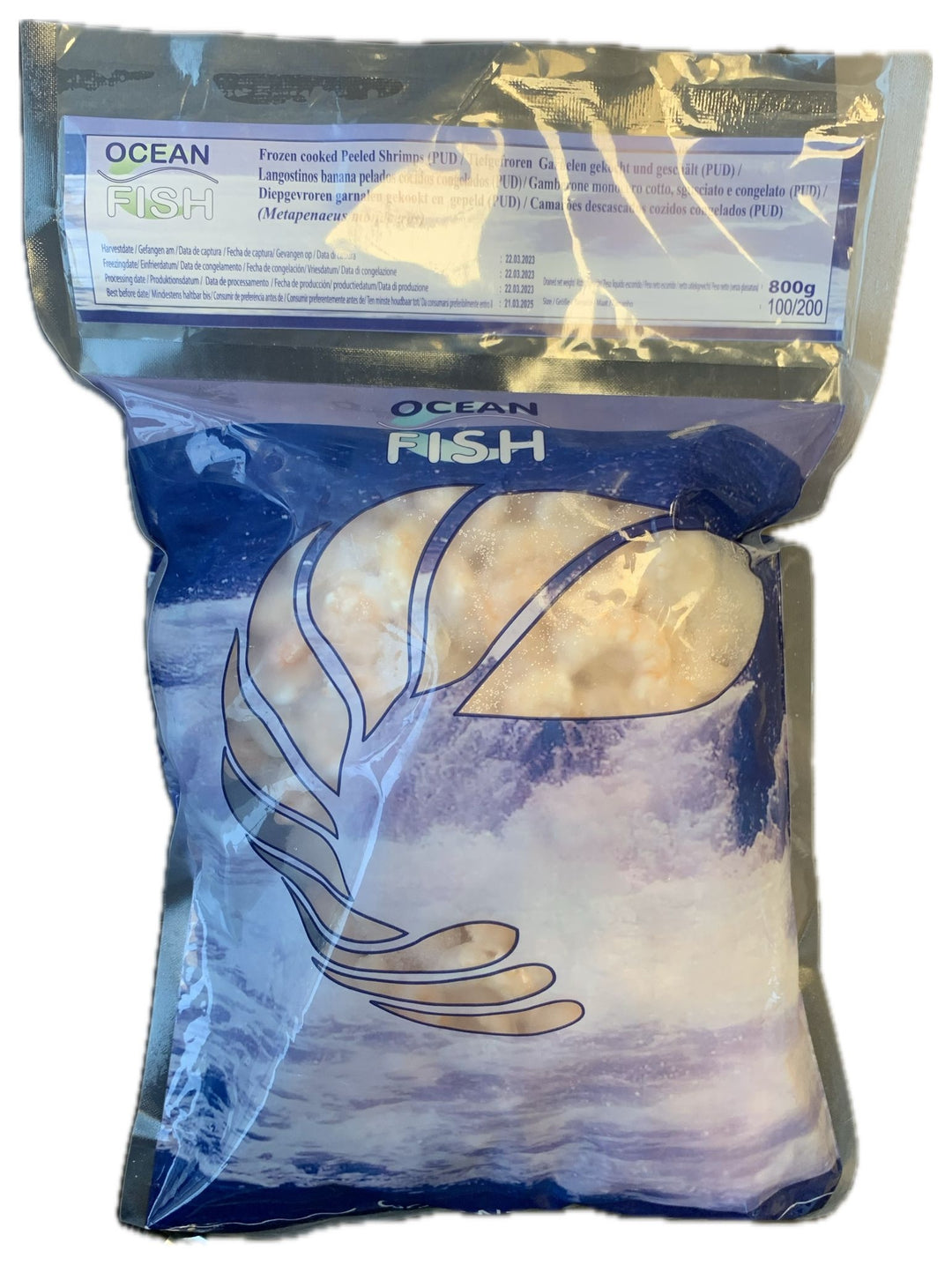 Frozen cooked peeled shrimp 800g Ocean fish
