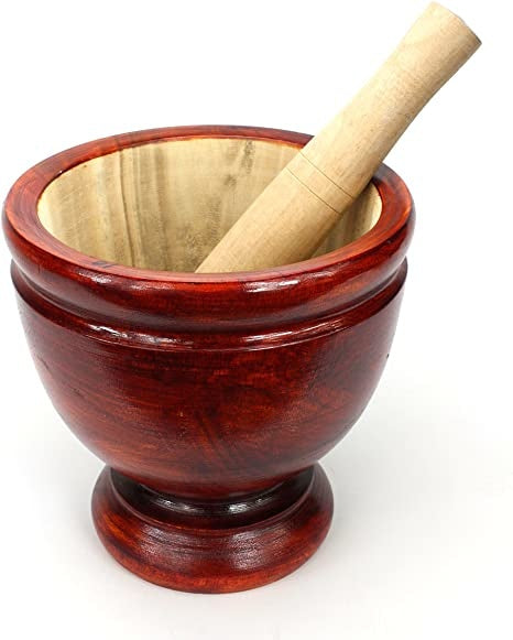Wooden Mortar and Pestle Ø 18cm - 7inch